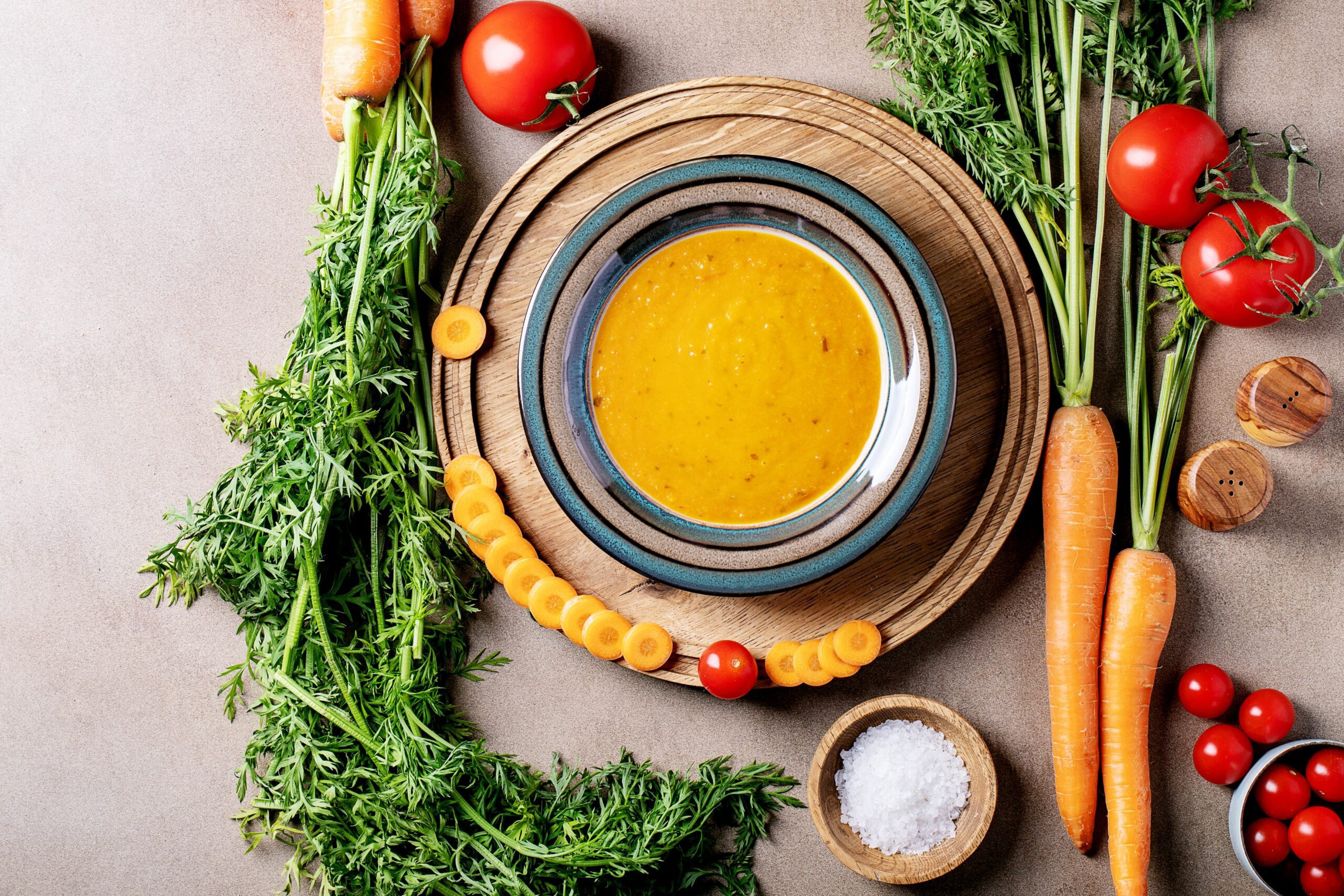 wholesome vegetable soup with warm sour dough bread